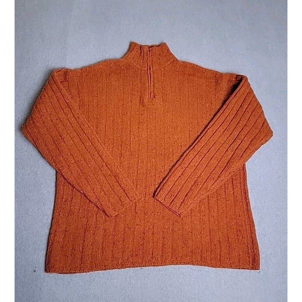 Vintage American Eagle 1/4 Zip Sweater Mens XL Orange Wool Blend Preppy Dad 90s
